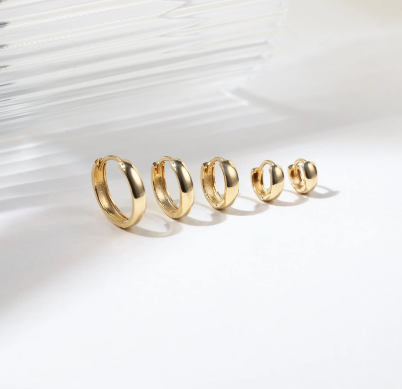 10K Solid Gold 5.0mm 6.0mm 8.0mm 10mm 12mm Chunky Hoop Earrings,Gold Huggie Earring, Daith Piercing Earring,Thick Huggie Earrings.