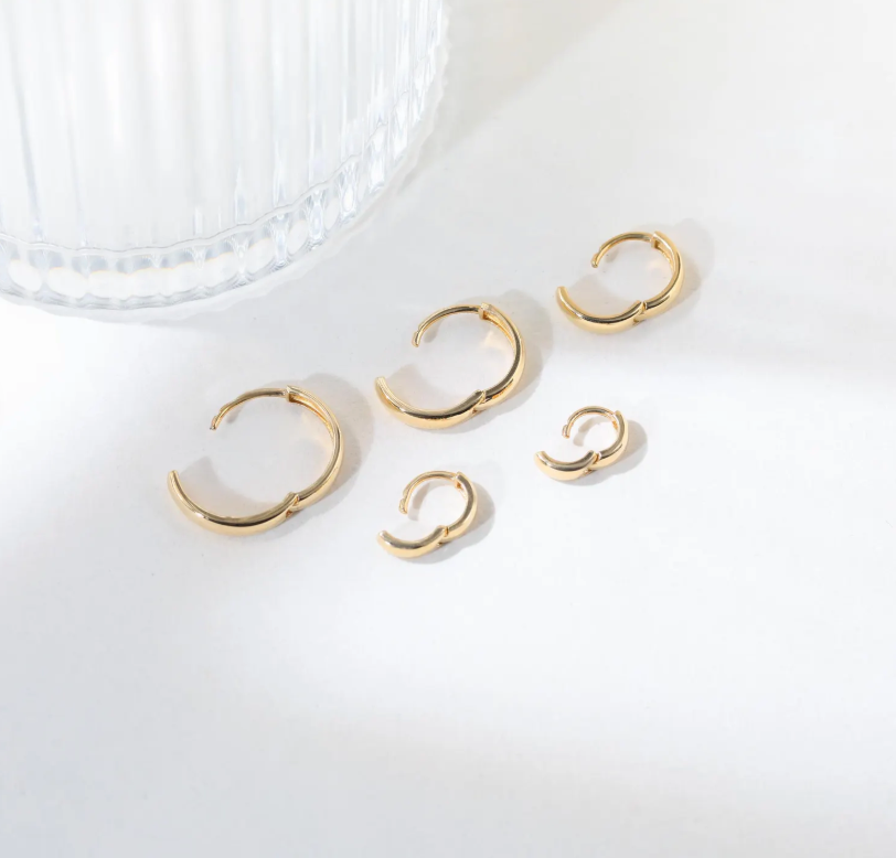 10K Solid Gold 5.0mm 6.0mm 8.0mm 10mm 12mm Chunky Hoop Earrings,Gold Huggie Earring, Daith Piercing Earring,Thick Huggie Earrings.