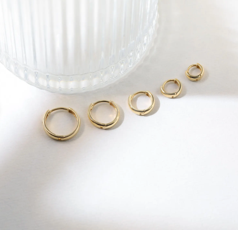 10K Solid Gold 5.0mm 6.0mm 8.0mm 10mm 12mm Chunky Hoop Earrings,Gold Huggie Earring, Daith Piercing Earring,Thick Huggie Earrings.