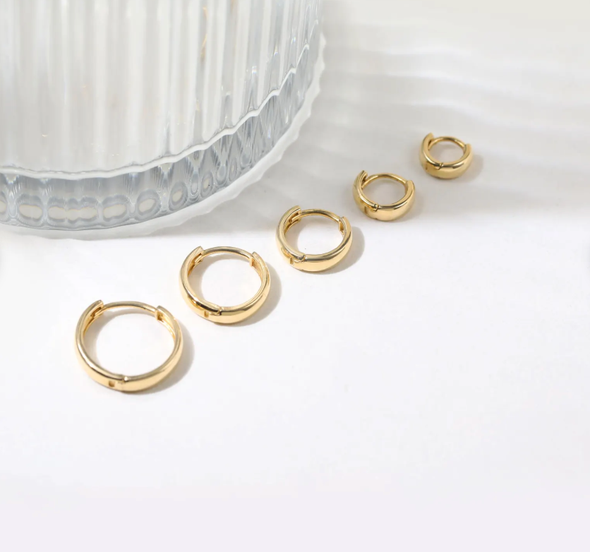 10K Solid Gold 5.0mm 6.0mm 8.0mm 10mm 12mm Chunky Hoop Earrings,Gold Huggie Earring, Daith Piercing Earring,Thick Huggie Earrings.