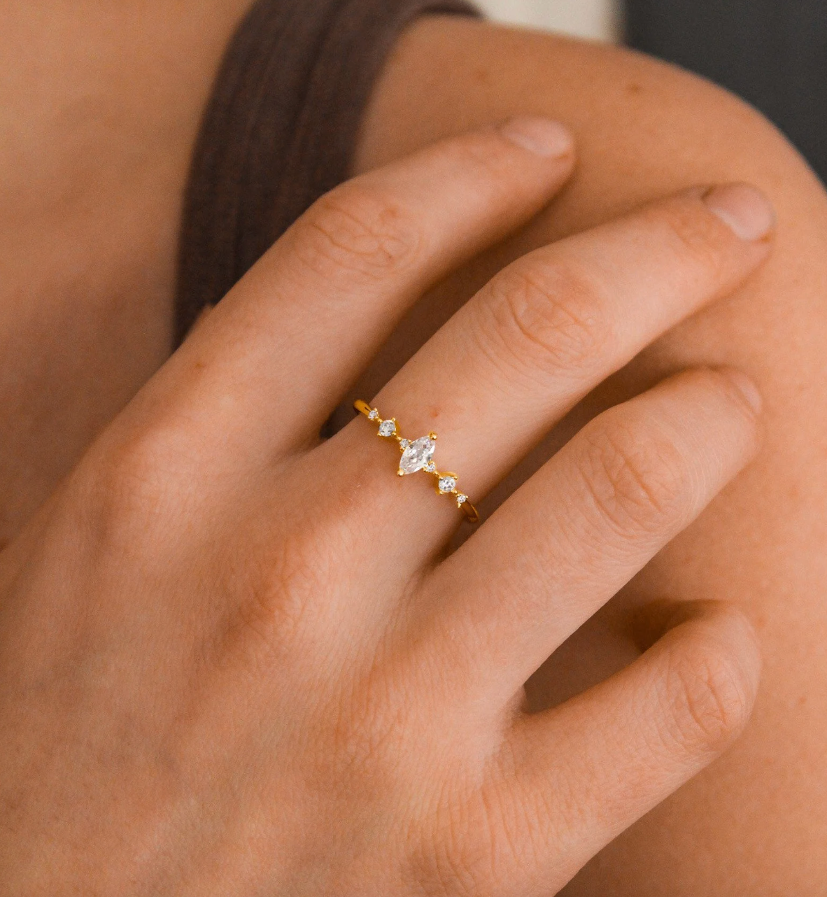 Ava Crystal Ring Silver Rings For Women Rose Gold Ring Gemstone 14K Solid Gold Ring Gift Dainty Ring Statement Ring Minimalist Gold Jewelry