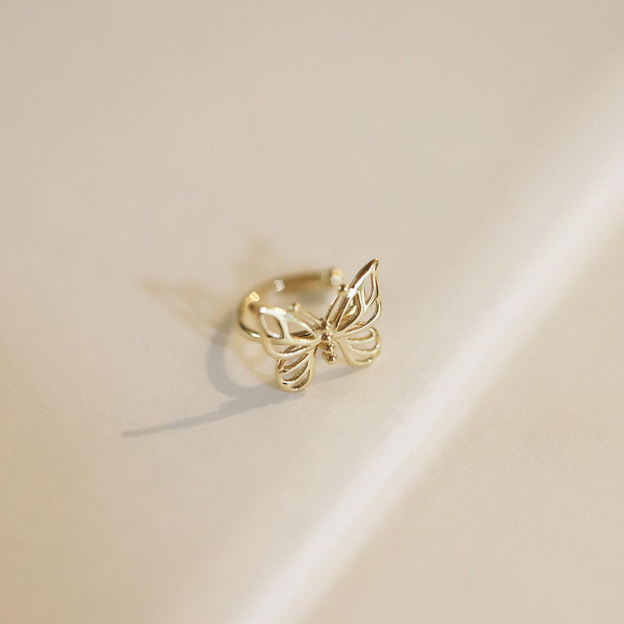9K Solid Gold Butterfly Cuff Wrap Clip Cartilage Earring