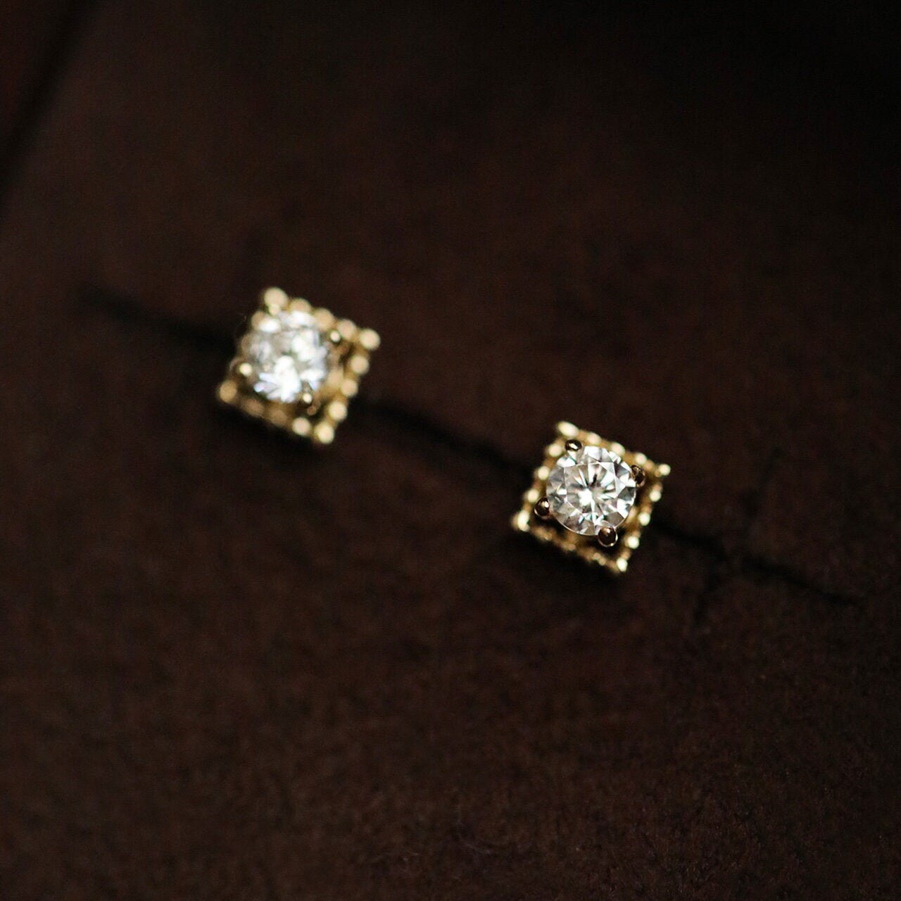 9K Real Solid Gold Sparkling Dainty Screw Back Stud Earrings