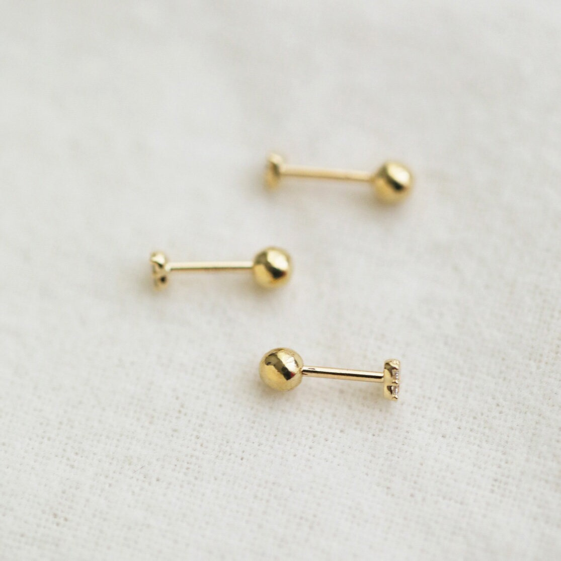 9K Solid Gold Tiny Heart Shape Stud, Dainty Screw Back Dainty Piercing Earrings, Diamond simulant Earrings, Mother's Day Gift for Her