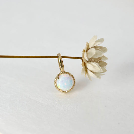 9K Solid Gold Opal Gemstone Necklace Charm