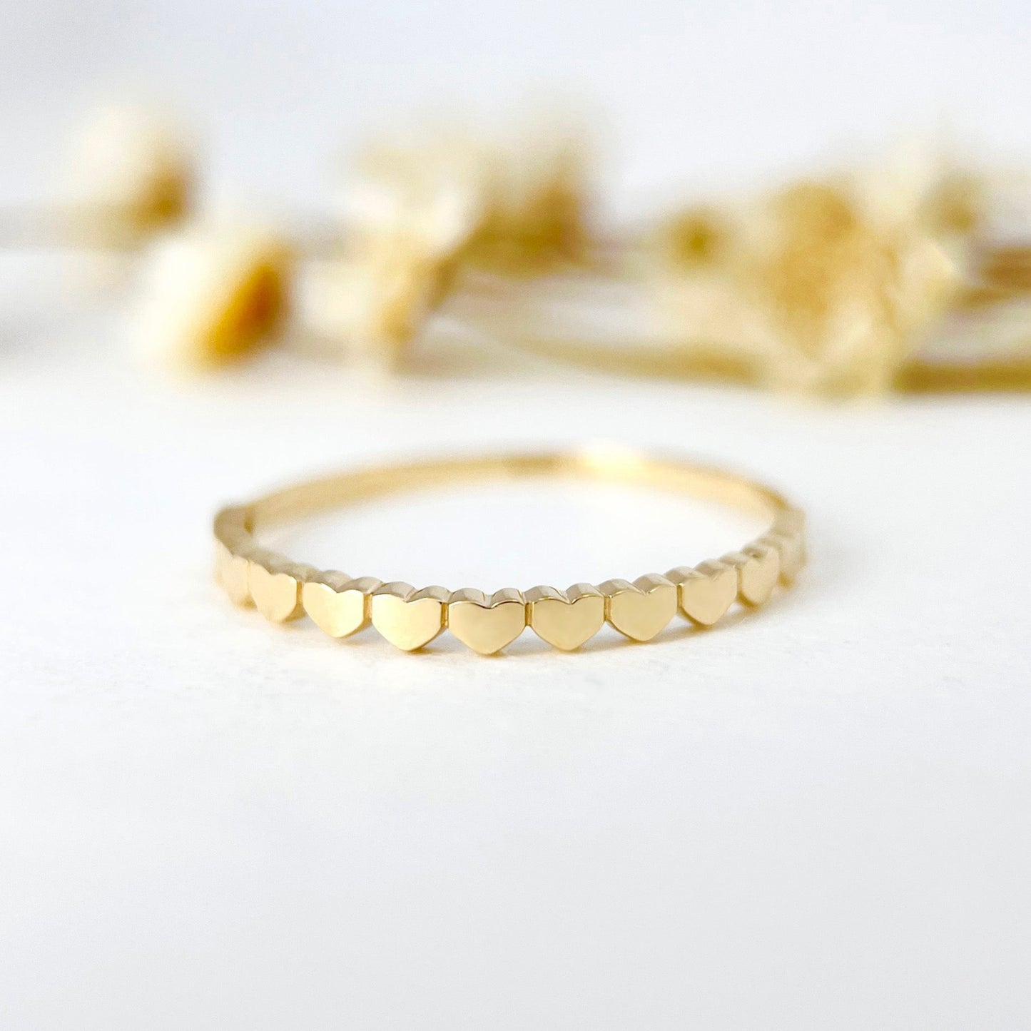 14K Solid Gold Dainty Stackable Thin Ring