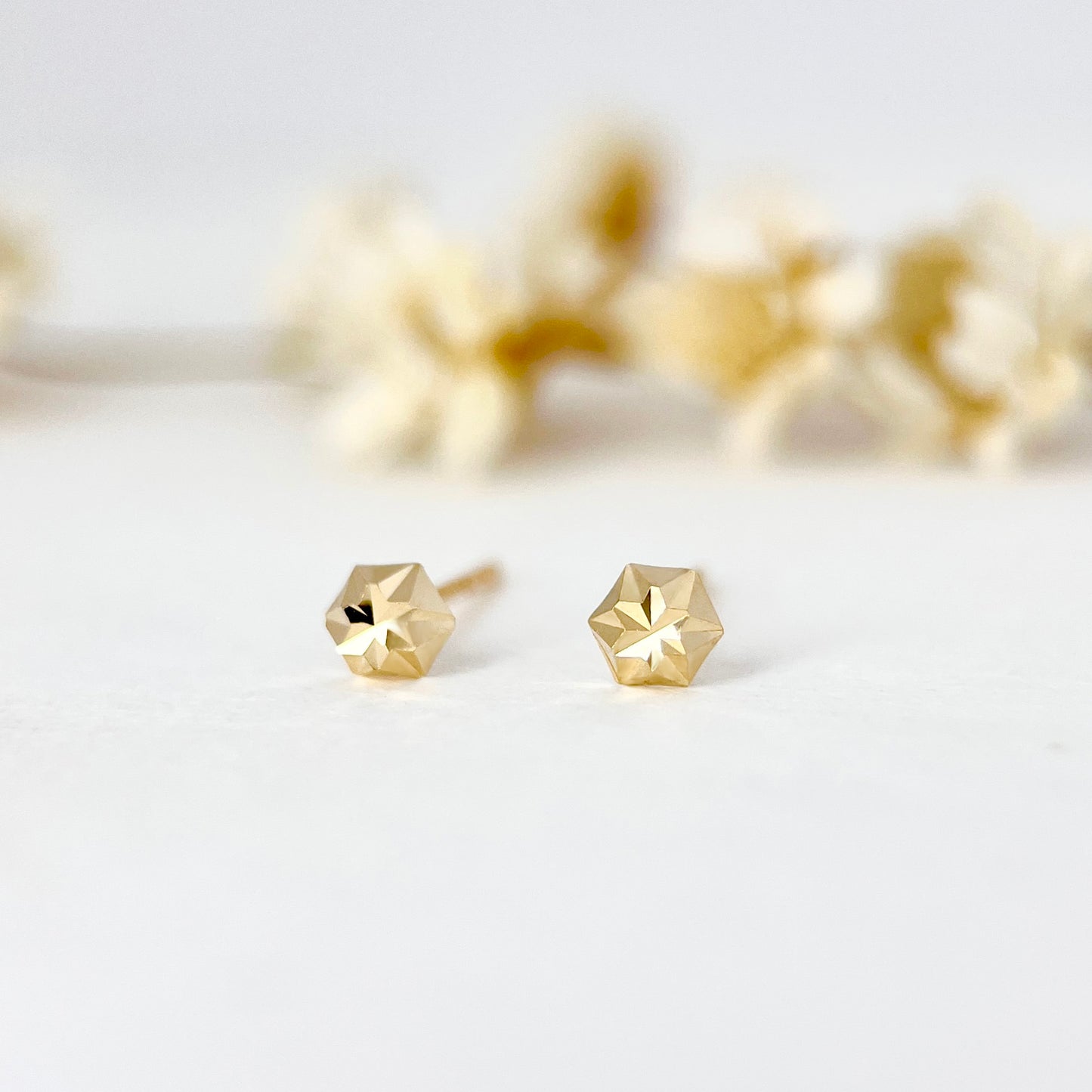 14K Solid Gold Tiny Stud Earrings