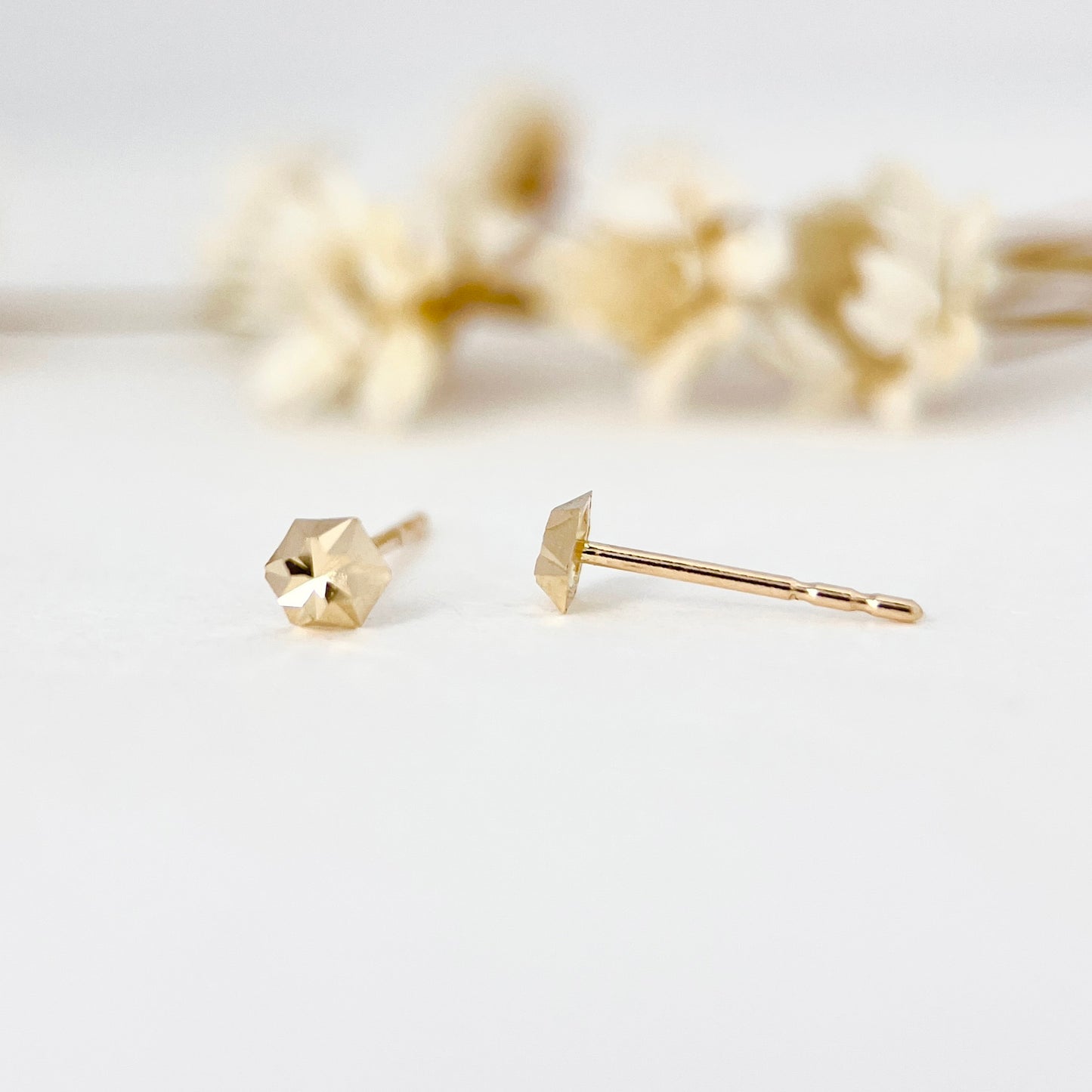 14K Solid Gold Tiny Stud Earrings