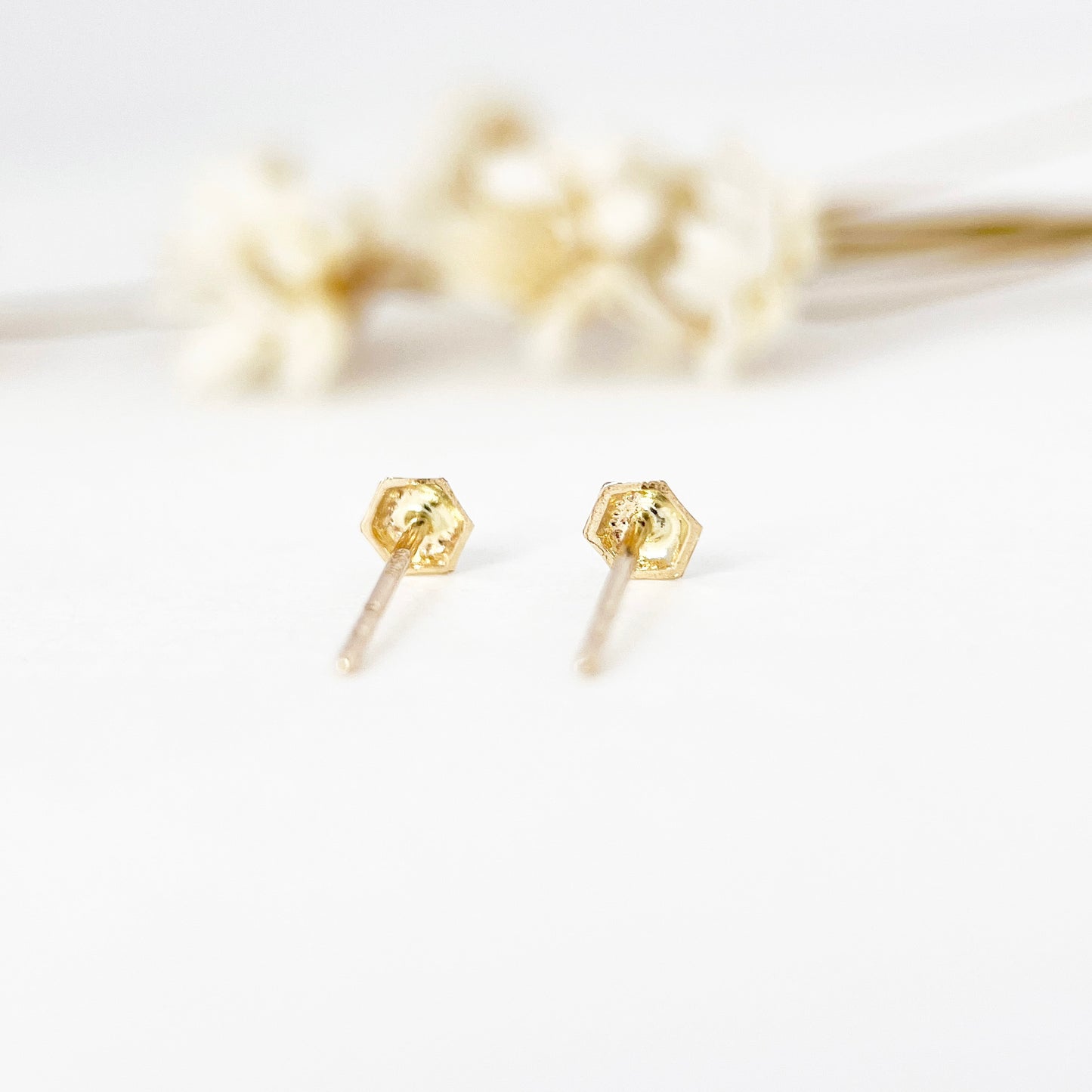 14K Solid Gold Tiny Stud Earrings