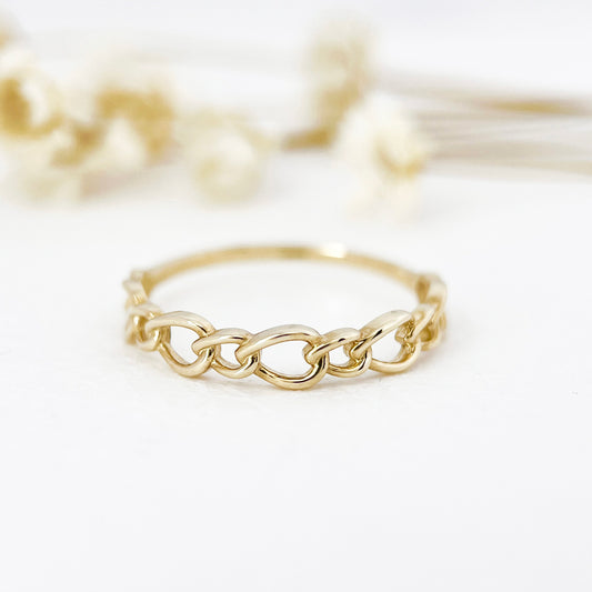 Solid Gold Link Chain Dainty Stackable Ring