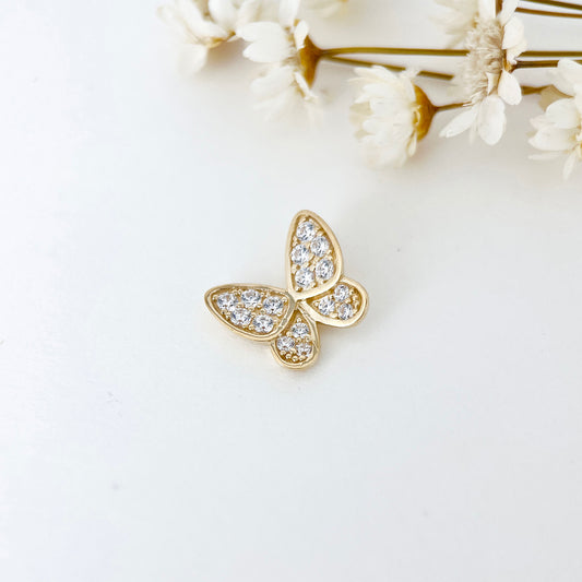 14K Solid Gold Delicate Butterfly Pendant Necklace