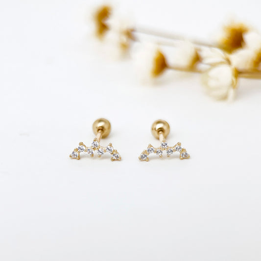 9K Solid Gold Screw Ball Back Stud Earrings