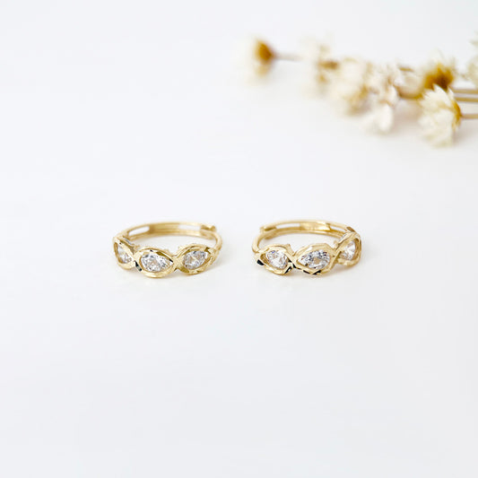 9K Solid Gold Small Sparkling Dainty Hoop Earrings