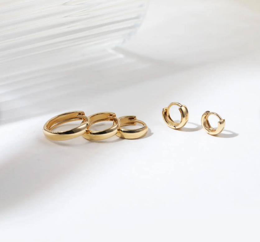 10K Solid Gold 5.0mm 6.0mm 8.0mm 10mm 12mm Chunky Hoop Earrings,Gold Huggie Earring, Daith Piercing Earring,Thick Huggie Earrings.