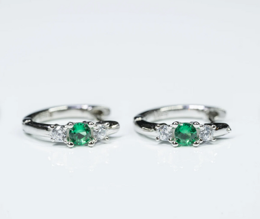 Sterling Silver 925 Emerald Gold Filled Tiny Delicate CZ Diamond Huggie Hoops Birthday Gift