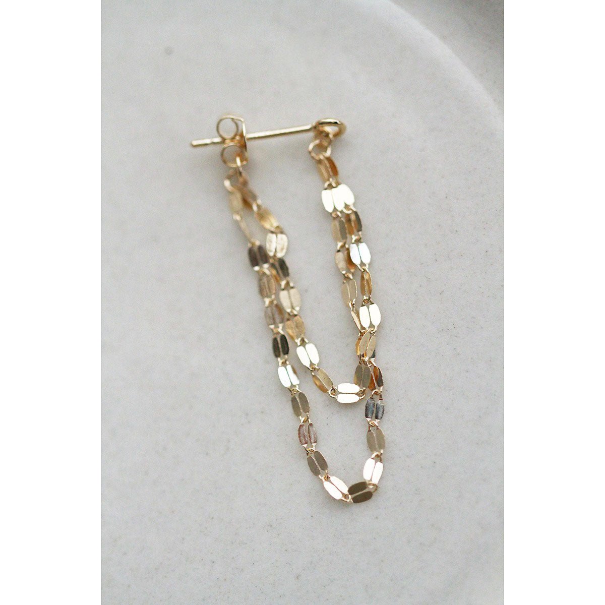 14K Solid Gold Chain Drop Dangle Earrings