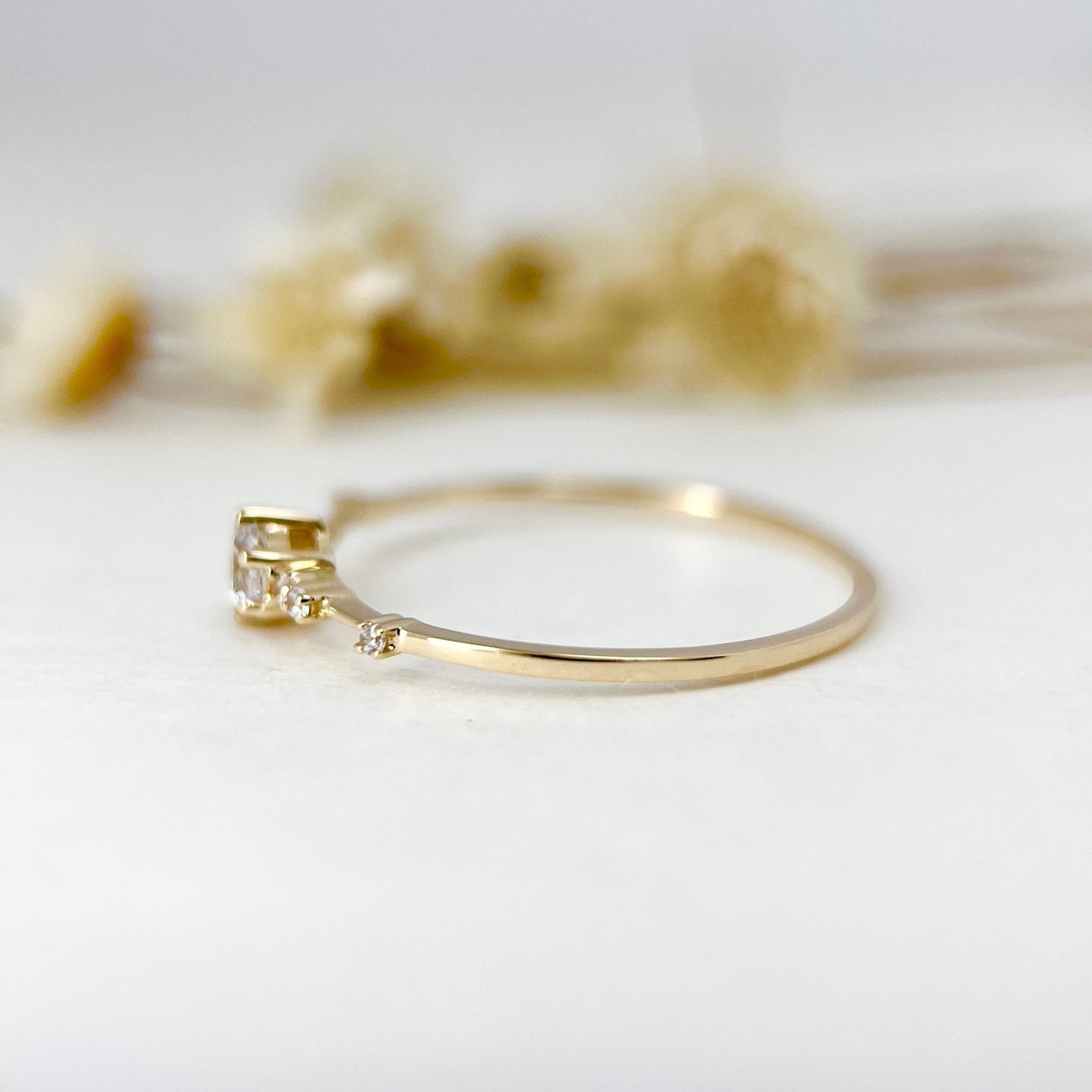 14K Gold Zirconia Handmade Dainty Ring