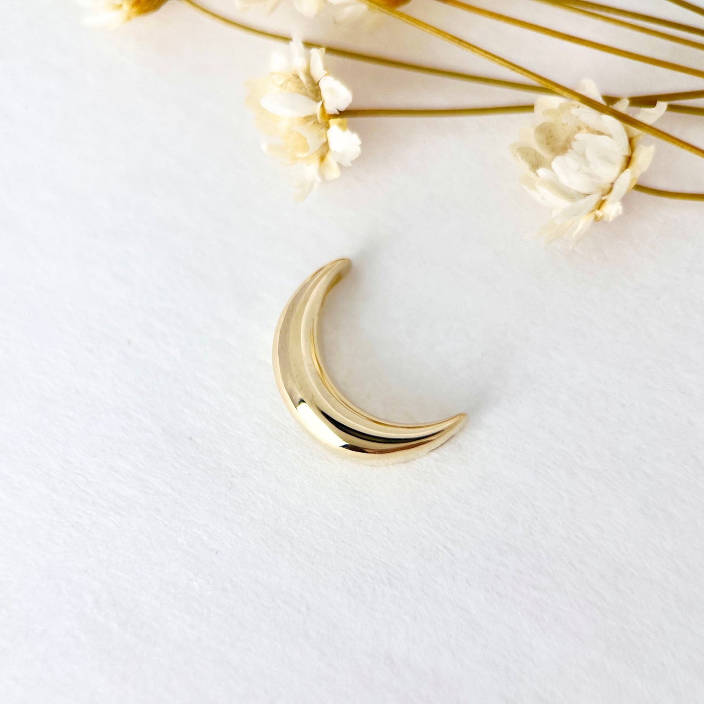 9K Solid Gold Moon Charm Pendant Necklace