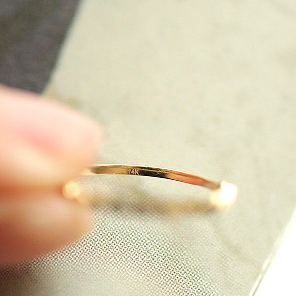 14K Solid Gold Dainty Stackable Thin Ring