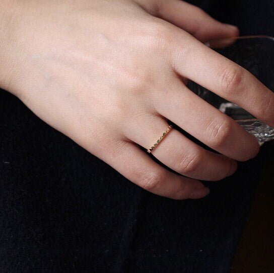 14K Solid Gold Dainty Stackable Thin Ring