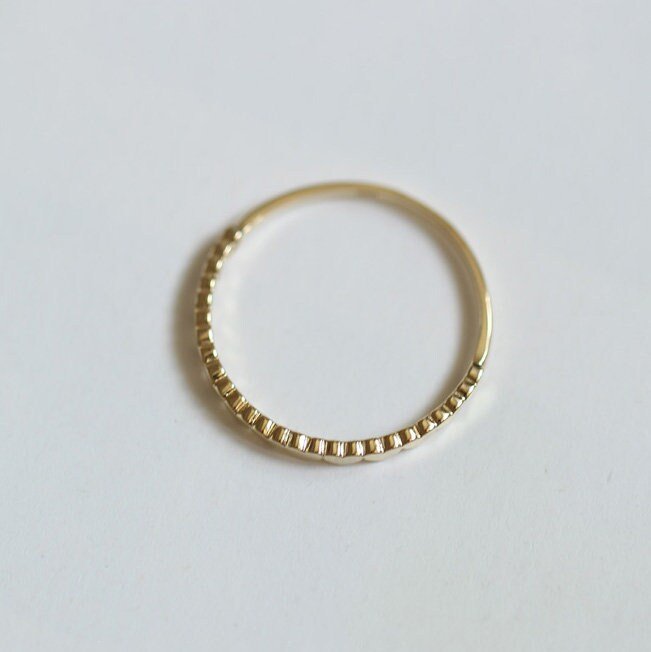 14K Solid Gold Dainty Stackable Thin Ring