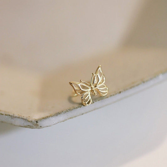 9K Solid Gold Butterfly Cuff Wrap Clip Cartilage Earring