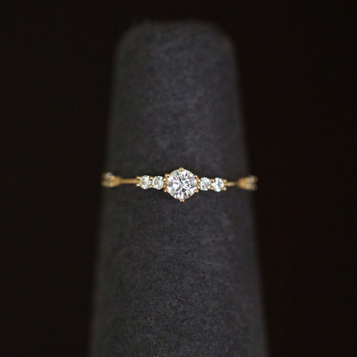 14K Solid Gold Man Made Diamond Stacking Dainty Ring