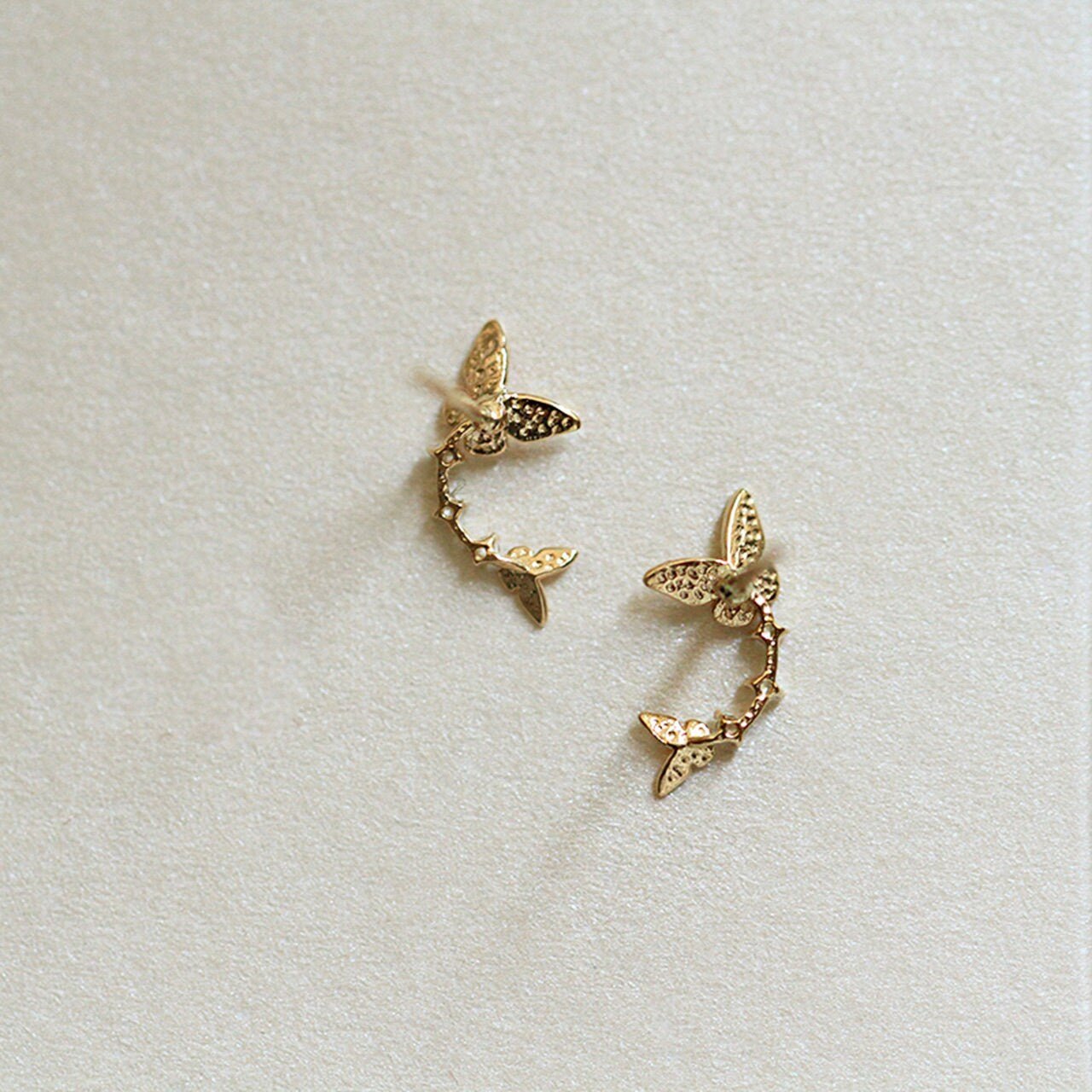 14K Solid Gold Dainty Butterfly Earrings