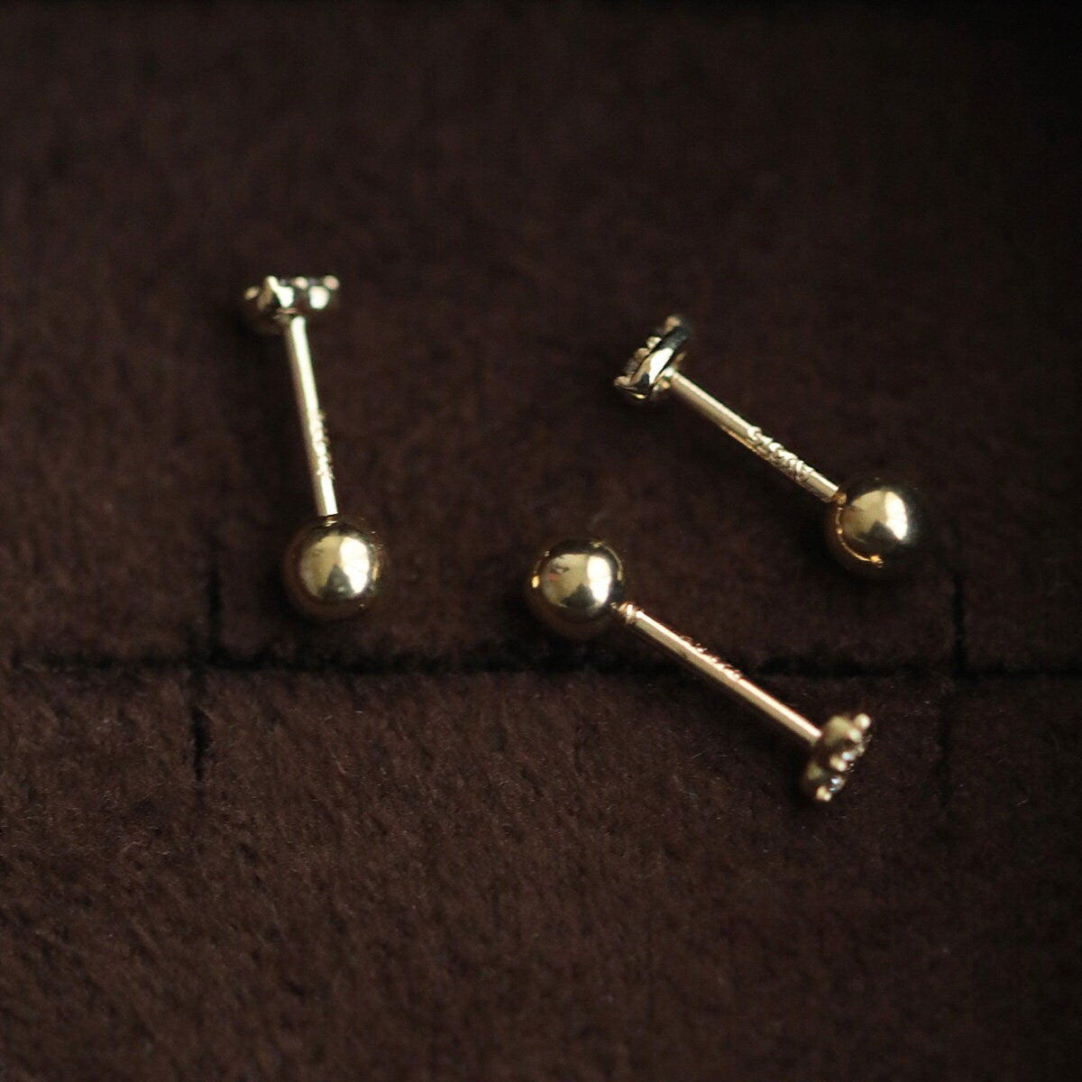 9K Solid Gold Tiny Heart Shape Stud, Dainty Screw Back Dainty Piercing Earrings, Diamond simulant Earrings, Mother's Day Gift for Her
