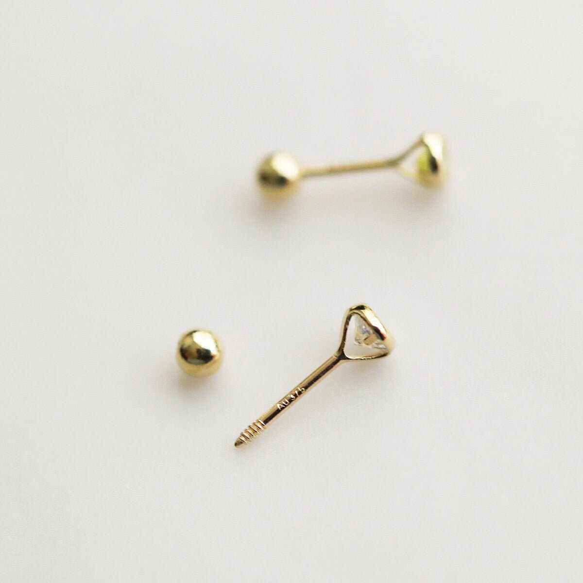 9K Solid Gold Screw Back Earrings