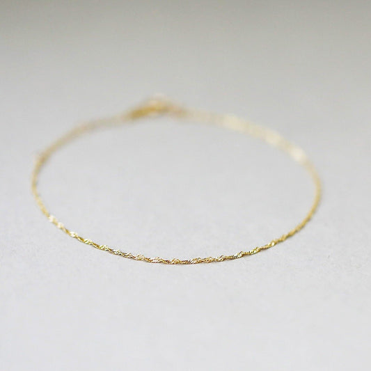 14K Solid Gold Classic Twisted Art Chain Bracelet