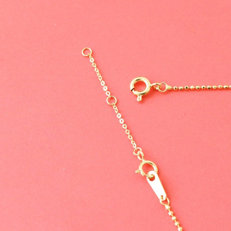 14K Solid Gold Cable Chain Necklace Extender, Spring Ring Closure 1.1 mm Thin Chain Extender