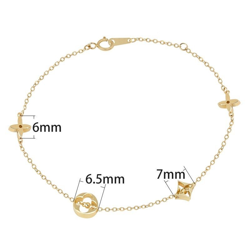 14K Solid Gold Dainty Flower Charms Bracelet/Necklace