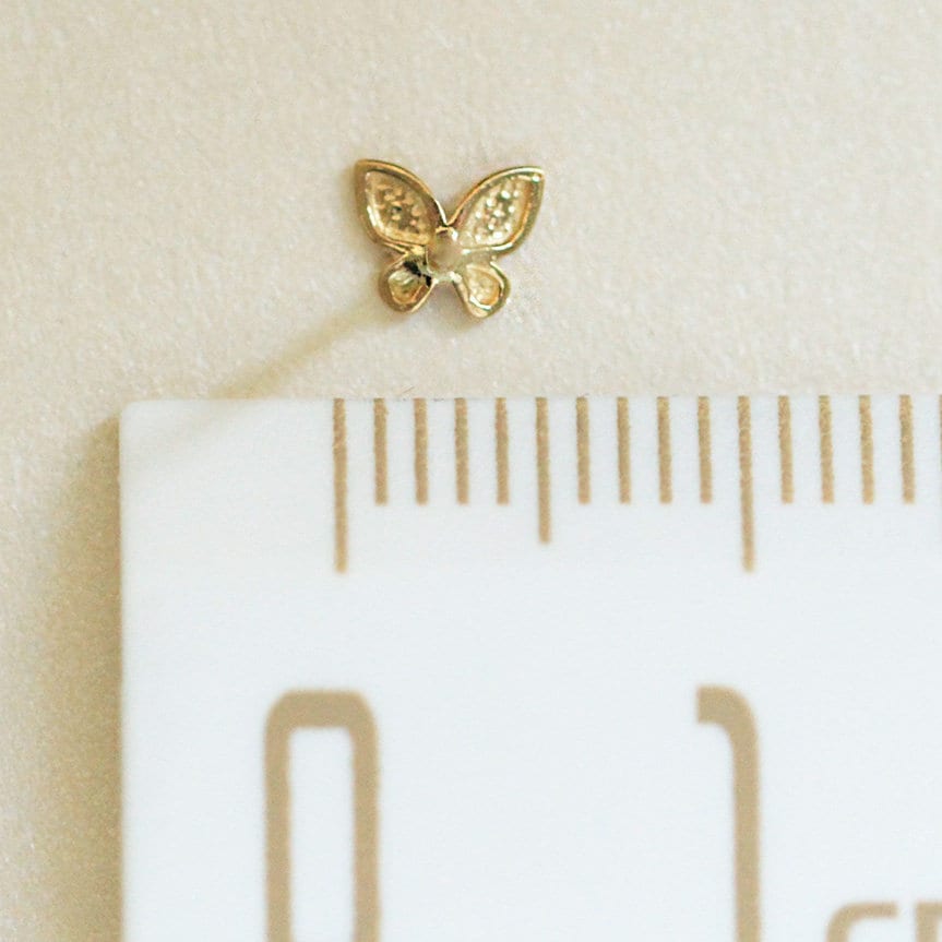 14K Solid Gold Butterfly Dainty Stud Earrings