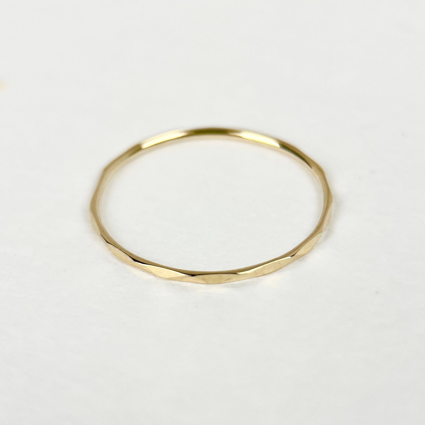 14K Solid Gold Stackable Dainty Thin Band Ring